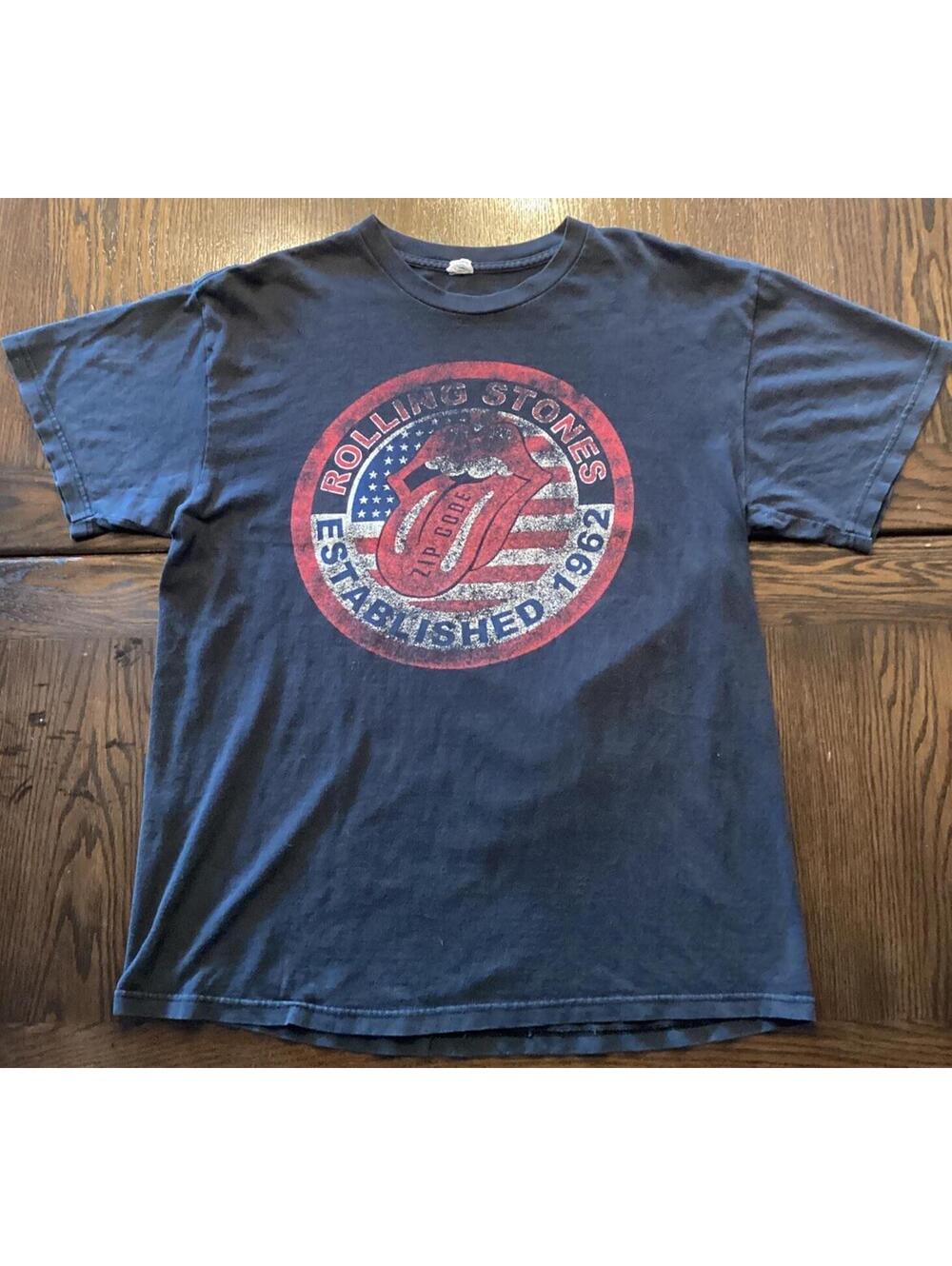 ROLLING STONES Shirt  Zip Code Tongue JAGGER Richards 2015 N American Tour L?.